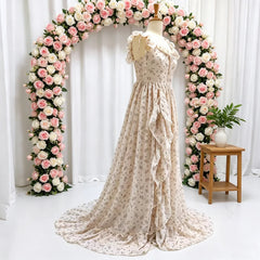 Hnewly Maternity Photography Dress Ethereal Floral Chiffon Dresses Feminine Portrait Photo Shoot Clothing Boho Pregnant D
