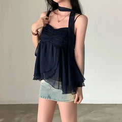 Hnewly summer inspo 2000s Aesthetic Sleeveless Solid Tops Hot Girls Korean Fashion Sweet Tank Top Summer Casual Basic Pure Color Camis Woman Chic