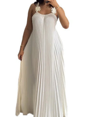 Hnewly Elegant Beach Vacation Long Dress Women's Gauze Skirt Strapless Slimming Polyester Fiber High Waist Summer Casual Wear