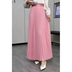 Hnewly Brand Spring Clothes Women Autumn Fashion Casual Office Lady Pleated Skirt Women New Hight Waist Solid Long Skirt