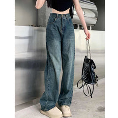 Hnewly Wide Leg Jeans For Women High Waisted Contrasting Straight Leg Pant Autumn lady Loose Pants Streetwear