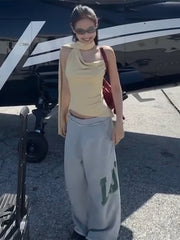 Hnewly Irregular Hem Vest Scarf Tops Women High Elasticity Solid Sleeveless Simple Classic Summer Trend Daily Versatile Tops