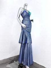 Hnewly Extended New Blue Ocean Legend Blue Polarized Green Flash Princess Dress Sexy Mermaid Dress