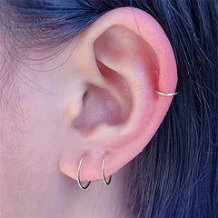 Hnewly 2PC Hinged Segment Nose Hoop Rings Women Surgical Steel Nose Rings Septum Clicker Ring Ear Daith Hoop Earring Piercing Jewelry