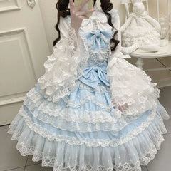 Hnewly Cosplay Japanese Strap Dress Women Bow Dress Sleeveless Lolita Sweet Dresses Clothing Kawaii Y2k Outfits Evening Party