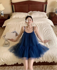 Hnewly Mini Dresses Women Bow Sleeveless Slash Neck Mesh Patchwork Sweet Party Dress Sexy Party Female Fashion Princess