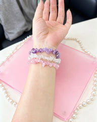 Hnewly Natural Irregular Crystal Bracelet - 5MM-8MM Gemstone Lucky Charm - Unique Handmade Water Crystal Jewelry