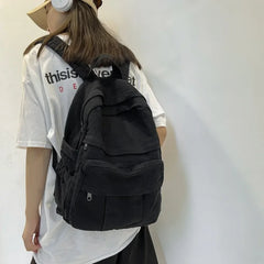 Hnewly Girl Fabric School Bag New Fashion College Student Vintage Women Backpack Canvas Female Laptop Bag Travel Kawaii Ladies Backpack
