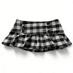 Lunivop New Euramerican Low Waist Sweet Cool Girl Skirts Y2k Aesthetic Constrast Color Plaid Pleated Jupe Harajuku Buttons Design Skirts