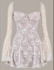 Hnewly Spring Vintage Lace Dress Women Casual Even Party Dress Korean Fashion Clothing Outwear Slim Bodycon Black Dress Female Y2k