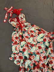 Hnewly Summer Holiday Irregular Design Sleeveless Floral Dress Women Vacation Chiffon Sexy Backless Beach Dress Korean Style Chic