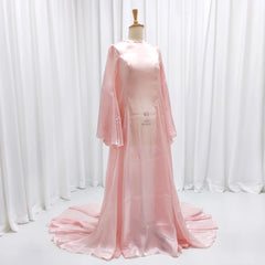 Hnewly Maternity Photography Props Dress Elegant Glossy Pink Organza Ruffled Sleeves Floor Length Gown Pregnant Woman Baby Shower Dress