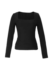 Hnewly Women's Long Sleeve Tops Casual Scoop Neck Ribbed Knit Slim Fitted Basic Tee Shirts Trendy Spring Outfits