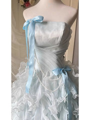 Hnewly Sweet Fairy Japanese Original Lolita Blue Evening Dress Bar Mitzvah Princess Style Birthday Banquet Bow Dresses