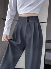 Hnewly Korean High Waist Wide Leg Trousers Female Fall Summer Casual Loose Office Lady Suit Pants Fashion Baggy Outwear Clothing