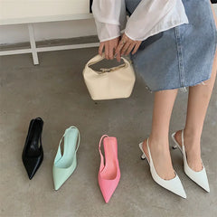 Hnewly Design Pointed Toe Women Sandals New Arrivals Black White Summer Dress Shoes Thin High Heels Elastic Band Ladies Party Mule