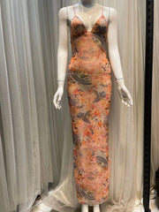 Hnewly Fashion Women Dress Sleeveless V Neck Backless Butterfly Female Summer Beach Vacation Party Dresses New Tide