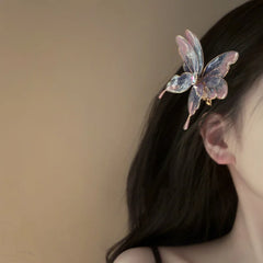Hnewly 1PC Butterfly Dream Super Fairy New Chinese Retro Heat Shrink Butterfly Hair Clip Niche Design Temperament Hanfu Side Clip