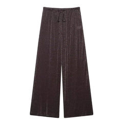 Hnewly Vintage Brown Pants Women Outfit Wide Leg Drawstring Trousers Autumn Lady Elegant Lazy Style