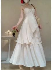 Hnewly White 2 Piece Dress Sets Summer French Romance Elegant Halter Blouse + Sweet Skirts Fairy Style Beach Party Aesthetic