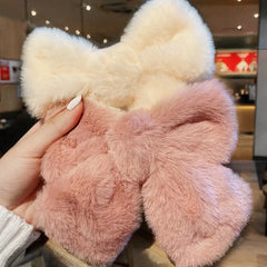 Hnewly cute winter outfits Autumn/Winter Large Plush Hairbows Girls Hair Accessori Women Fashion Soft Warm Bowknot Hair Clips Hairpin Pretty Accessories