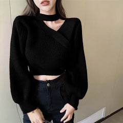 Hnewly Women Christmas Sweater Autumn Winter Long Sleeved Sweater Warm V-neck Off Shoulder