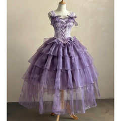 Hnewly Original Purple Fairy Style Lolita Long Dresses Summer Princess Birthday Party Evening Dress Ball Gown Lady Sweet Elegngt Dress