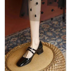 Hnewly Silver Heels Mary Jane Shoes Women Thick Heels Buckle Lolita Shoes School Uniform Student Girls Leather Shoes 2024