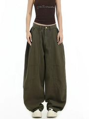 Hnewly Y2K American Retro Cargo Jeans Women High Waist Streetwear Loose Wide Leg Denim Pants Bf Hip Hop All Match Straight Pants New