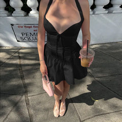 Hnewly New Short Skirt Sexy Waist Show Thin Tank Top Spicy Girl A Showdown Show Thin Dress