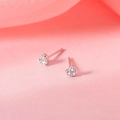 Hnewly Simple Tibetan Cute Love Heart CZ Zircon Mini Small Stud Earrings Birthday Piercing Women Pendiente Plata Jewelry Gift