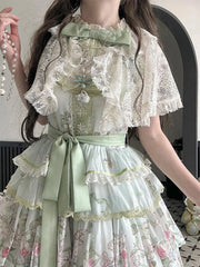 Hnewly Pastoral Style Japanese Original New Lolita Sweet JSK Dress Elegant Lady Daily LO Dress Bowknot Small Floral Dresses