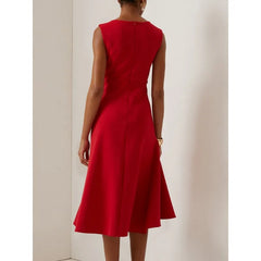 Hnewly Red Sleeve Dress Female Spring Summer Women Slim Waist Knot Front Ruffle Detail Cocktail Mermaid Dresses