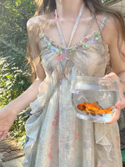 Hnewly Kawaii Sweet Y2k Japanese Midi Dress Women Lace Floral Design Camisole Vintage Dresses French Elegant Evening Party Fashion