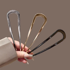 Lunivop U-Shaped Hair Fork Fashion Hairpin Black Color Metal Hairpin Geometric Design Headwear Hair Sticks Women Girls