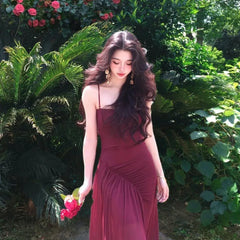 Hnewly Woman Dress Sexy Sleeveless Slash Neck Elegant Holiday Split Summer Fashion Vintage Sexy Ladies Dresses Female Chic