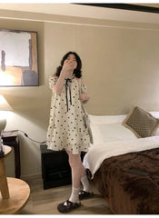 Hnewly Japanese Kawaii Mini Dress Women Casual Elegant Lolita Dress Female Outwear Beach Style Even Party Clothing Summer Chic Print