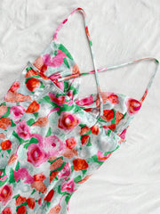 Lunivop Womens Multicolor Watercolor Floral Spaghetti Strap Cross Back Mini Dress Summer Beach Vacation Casual Party Wear