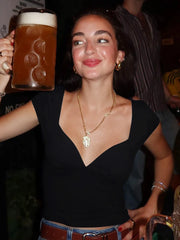 Hnewly Simple Crop Tops Women Deep V-Neck Snap Sleeve 2025 Summer Daily New Trend Solid Classic Basic Street Commute T-Shirt