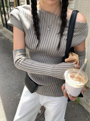 Hnewly Y2k Aesthetic Slash Neck Vintage Sweater Women Streetwear Autumn Solid Loose Pullover Harajuku Off Shoulder Fairy Grunge Jumpers