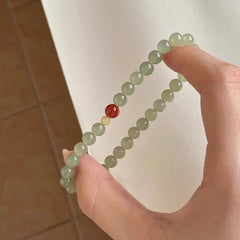 Hnewly Autumn Winter Minimalist 6MM Chinese Style Bracelet for Women - Unique Design Lucky Hetian Stone Friendship Bracelet