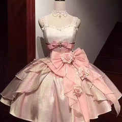Hnewly Japanese Original Pink Rose JSK Princess Style Lolita Dress Birthday Party Cute Sweet Dress for Women