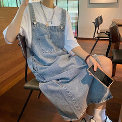 Hnewly rodeo outfits Spring Summer Denim Overall Dress Women Sleeveless Jeans Dresses Fashion Female Solid Slip Casual Loose Spaghetti Strap Dresses