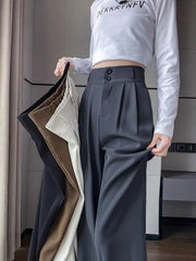 Hnewly Korean High Waist Wide Leg Trousers Female Fall Summer Casual Loose Office Lady Suit Pants Fashion Baggy Outwear Clothing