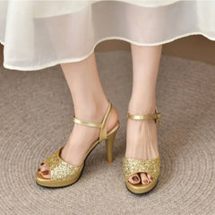 Lunivop Gold Platform Sandals Women New High Heels Women Wedding Shoes Fashion Peep Toe Sandalias De Mujer