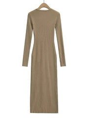 Hnewly Maternity Photography Dress Khaki Ribbed Knit Pregnancy Photoshoot Outfit Long Sleeve Bodycon Gown Maternity Photo Shoot Clothes
