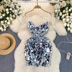 Hnewly Sexy Sequin velvet slip Dress Chic Vintage Evening Party Club Women Chic elegant Slim Hip Wrap dresses