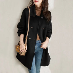 Hnewly Women's Plus Size Slim Fit Long Coat New Autumn Winter Warm Thickened Fashionable Korean Style Woolen Overcoat