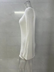 Hnewly Spring New Seaside Vacation Sexy Simple Knitted Perspective Hoodie Dress