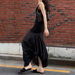 Hnewly Summer Slim Square Neck Solid Long Dress Women Sleeveless Vest Dress Y2k Streetwear Casual Outfits All Match Clothes